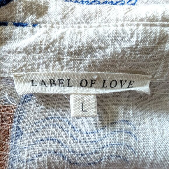 Love The Label Womens Sz L La Dolce Vita Postcards Rayon Linen Button Tunic Top - Picture 8 of 10